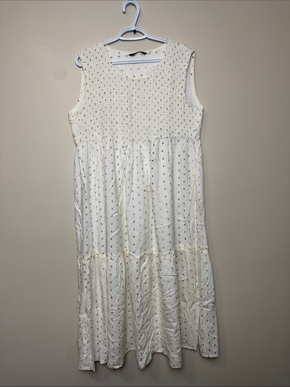 N.B.O.F Sleeveless Cream Maxi Dress will Print size XXL off-white color